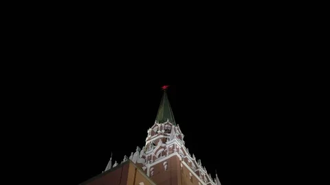 Kremlin ruby star and tower as a symbol of Russia power and the President of Stock Footage 81046245