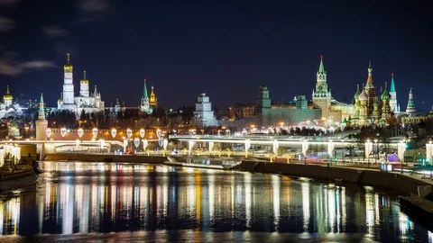 The Kremlin, St. Basil's Cathedral, Zaryadye Park Stock Footage 90776141