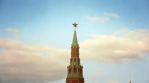 Kremlin tower with a star timelapse Stock Footage 47810784