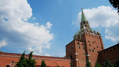 Kremlin wall on Red Square in Moscow. The symbol of the capital of Russia, on a Stock Footage 110162644