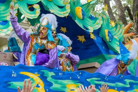 Krewe of Rex Mardi Gras Float on Mardi Gras Day Stock-Fotos