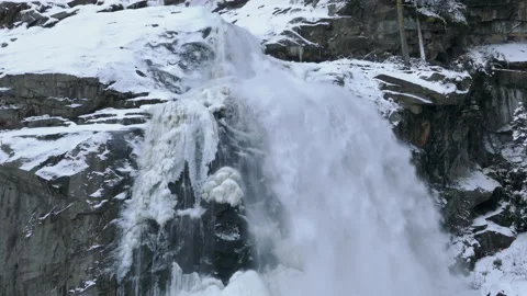 Krimml Waterfall in winter Stock Footage 142522948