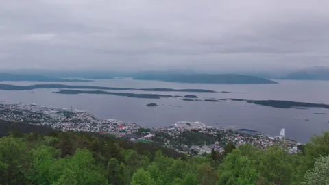 Kringstad Town Aerial Panoramic View, Norway Stock Footage 254793936