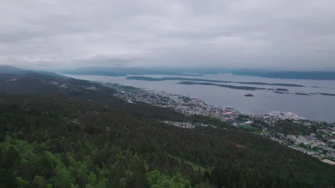 Kringstad Town Aerial Panoramic View, Norway Stock Footage 254795516
