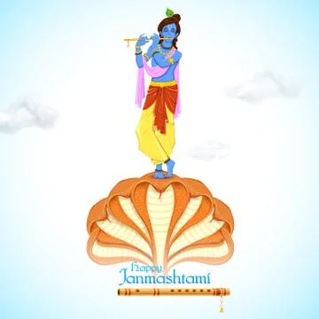 Krishna dancing on Kaliya Naag Stock Illustration