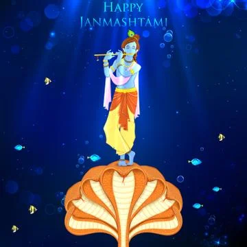 Krishna dancing on Kaliya Naag Stock Illustration