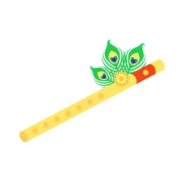 Krishna flute isolated on white background Stock Illustration