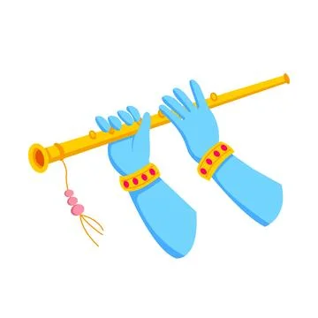 Krishna Playing Flute for Janmashtami Stock Illustration