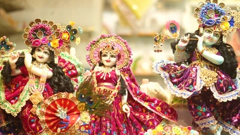 Krishna Radha Idol with Decorative Background Stock Footage 321025482