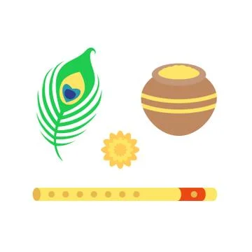 Krishna symbol set isolated on white background Stock Illustration