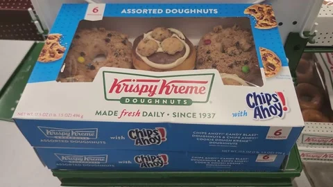 Krispy Kreme Chips Ahoy Doughnuts Grocery Supermarket Food Stock Footage 239762434