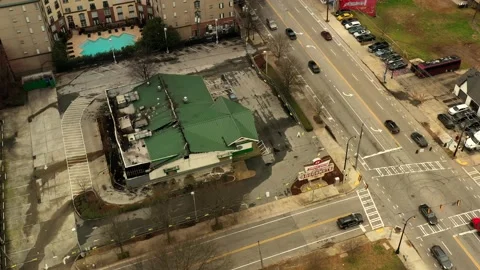 Krispy Kreme Donuts Fire Damage in Atlanta February 10, 2021 Stock Footage 148489110