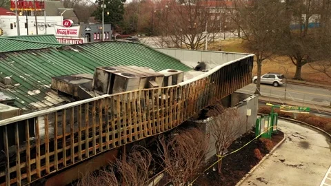 Krispy Kreme Donuts Fire Damage in Atlanta February 10, 2021 Stock Footage 148489113