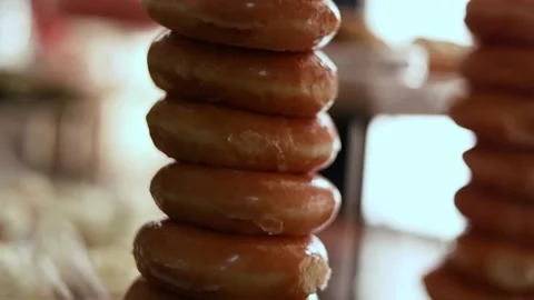 Krispy Kreme Glazed Donuts Stacked for Dessert at Wedding Reception Stock Footage 165193357