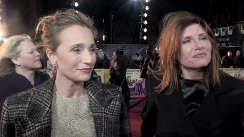 Kristin Scott Thomas and Sharon Horgan at premiere of 'Military Wives' 2020 Stock Footage 128808917
