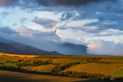 Krivan peak in between clouds during sunest. Stock Footage 161340791