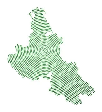 Krk dotted map. Digital style shape of Krk. Tech icon of the island with gr.. Stock Illustration