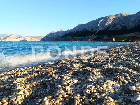 Krk island, Croatia, Baska beach Stock Photos
