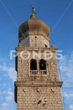 Krk island, Croatia, tower bell Stock Photos