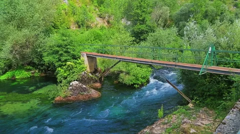 Krka river footbridge Stock Footage 46047394
