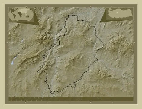 Krkkale, Turkiye. Elevation map colored in wiki style with lakes and rivers Stock Illustration