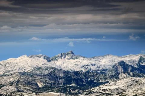 Krn peak under storm clouds, Julian Alps, Slovenia Stock Photos