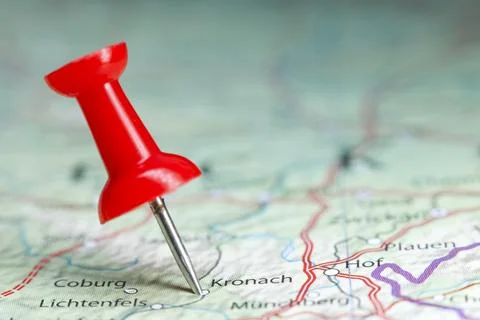Kronach pin on map of Germany Stock Photos