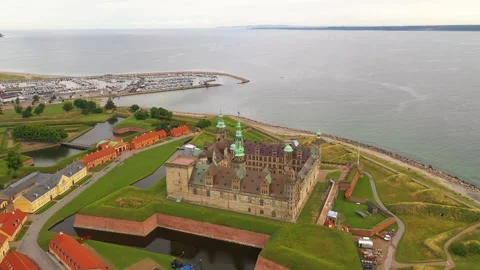 Kronborg Castle drone view Stock Footage 295485115