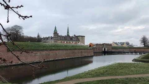 Kronborg castle external view south wall Stockbeeldmateriaal 100861431