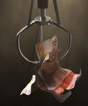 Kroner Notes In A Robotic Claw Stock Photos