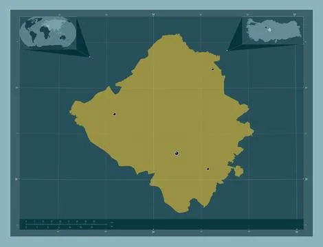 Krsehir, Turkiye. Solid color shape. Locations of major cities of the region Stock Illustration