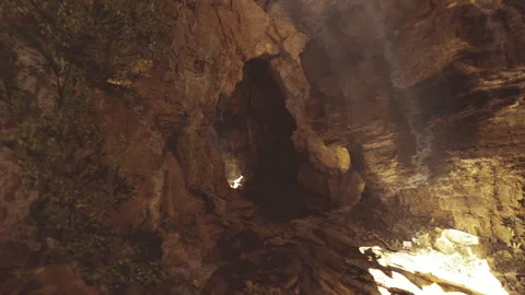 Krubera Voronja Cave reveals dramatic vertical chasm filled with dust Stock Footage 334043467