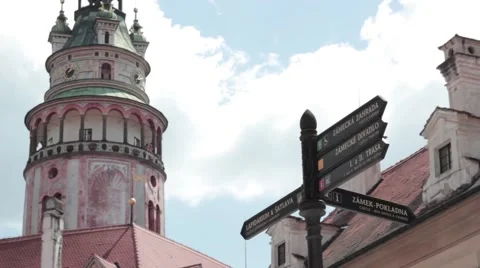 Krumlov castle tower Stock Footage 41010397