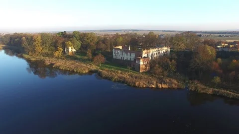 Krupe Castle, aerial view Stock Footage 85617455