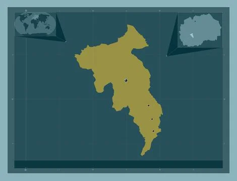Krusevo, Macedonia. Solid color shape. Locations of major cities of the regio Stock Illustration