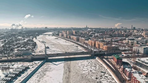 Krymsky bridge over river Video stock 88458921