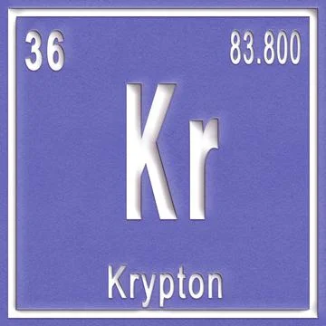 Krypton chemical element, Sign with atomic number and atomic weight Krypto... Foto stock