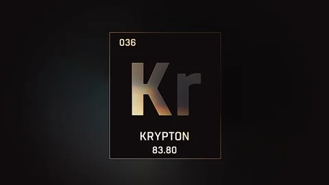 Krypton as Element 36 of the Periodic Table 3D animation on grey background 스톡 동영상 119503764
