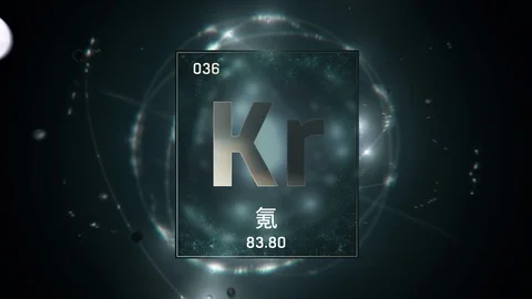 Krypton as Element 36 of the Periodic Table 3D animation on green background Stock-Footage 126450890