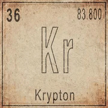 Krypton Element Card from Periodic Table on Vintage Old Paper Stock Illustration