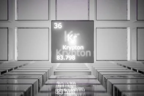 Krypton gas is a periodic table element. Krypton gas symbol on the periodic.. Illustrazione stock
