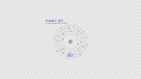 Krypton Kr Bohr Atom Model Labeled Animation Video Overlay Alpha 4K Vídeo Stock 339369971