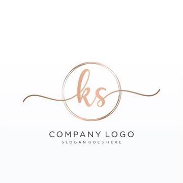 KS Initial handwriting logo design Stock Illustration