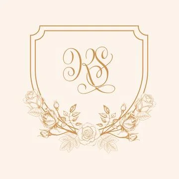 KS Initial Wedding Crest Logo Monogram. Stock Illustration