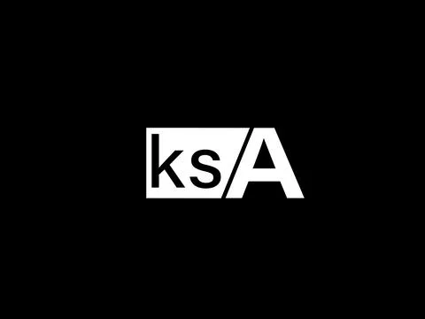 KSA Logo and Graphics design vector art, Icons isolated on black background Illustrazione stock