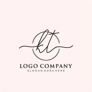 KT Initial handwriting logo design Illustrazione stock