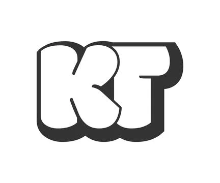 KT logo, bubble comic lettering, rounded in graffiti style black and white .. Stock Illustration