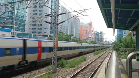KTX high-speed train operation video Stock Footage 314263004