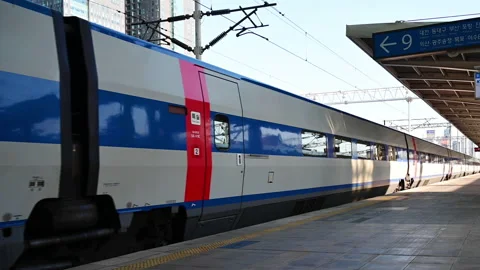 Ktx High-Speed Train On The seoul Station. South Korea. Stock Footage 153380142