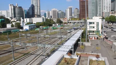 KTX Train to Seoul Station Video stock 170168605